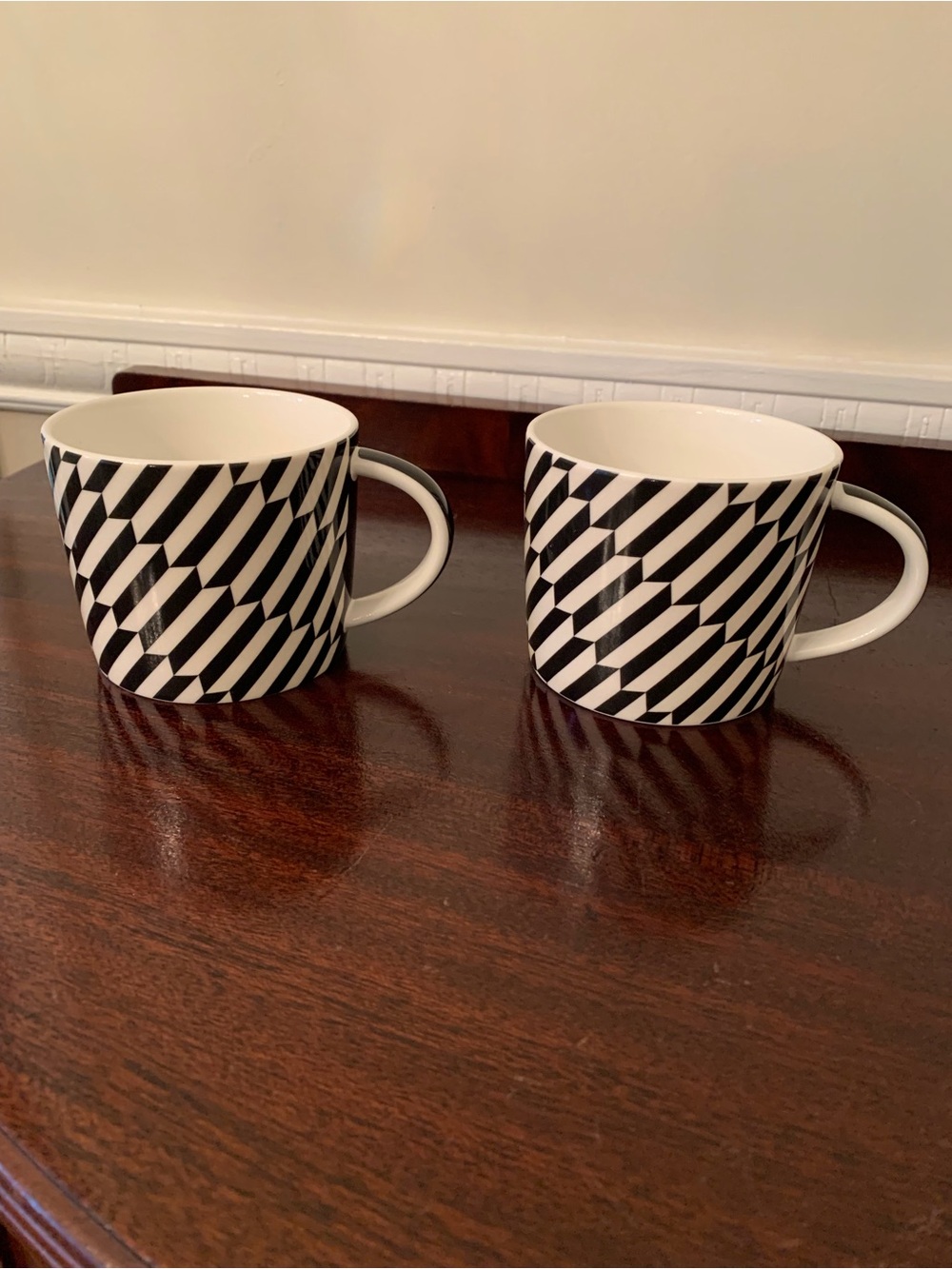 Black & White Striped Ceramic Coffee Mug - Set of 2 crabtree and evelyn